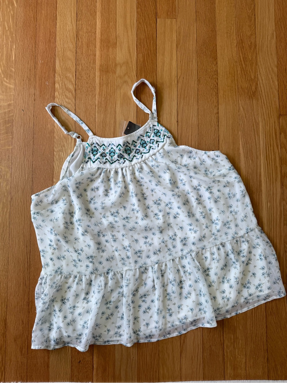 torrid White Floral Embroidered Spaghetti Strap Camisole 1